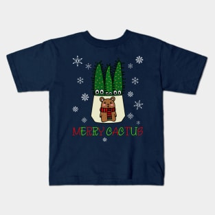 Merry Cactus - Eves Pin Cacti In Christmas Bear Pot Kids T-Shirt